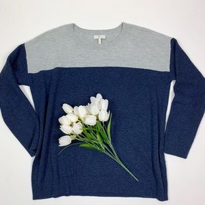Joie Sweater Camilla Pullover Two Tone Blue Gray